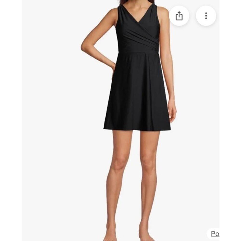 LANDS END Black Tummy Control Slimming Swim Dress Swimsuit One piece Women's 10D - Picture 2 of 7